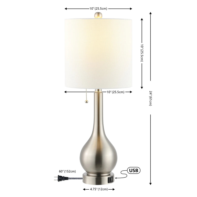 Set of Two 24" Nickel Gourd Table Lamps With Drum Shades Homeroots Lighting