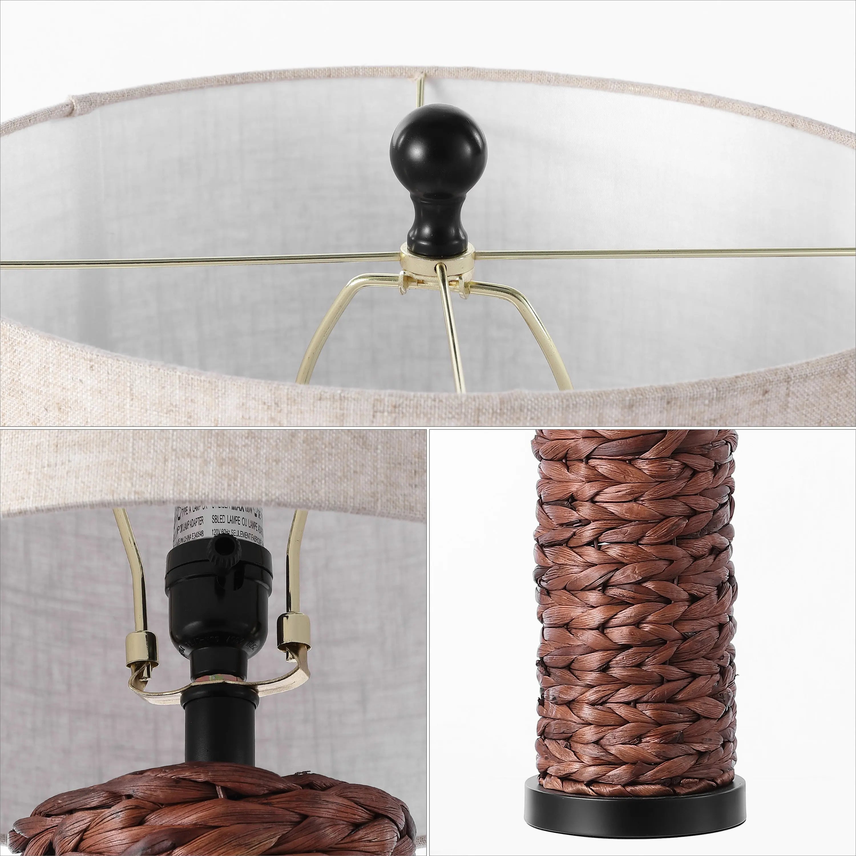Set of Two 25" Black Table Lamps With Drum Shades Homeroots Lighting