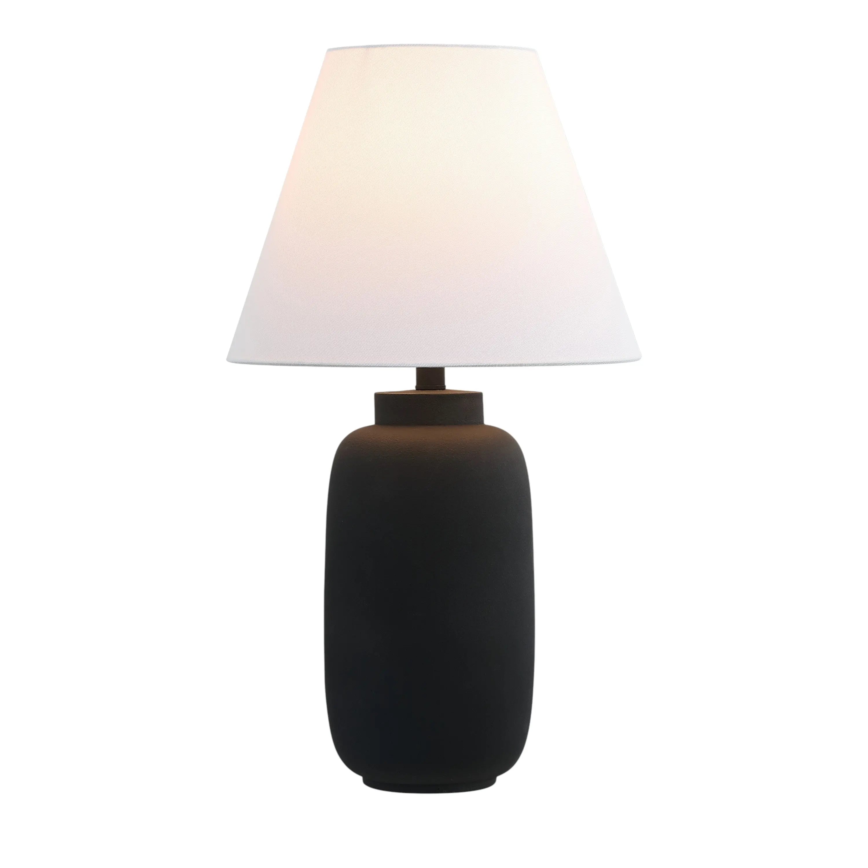 Set of Two 25" Black Urn Table Lamps With Cone Shades Homeroots Lighting
