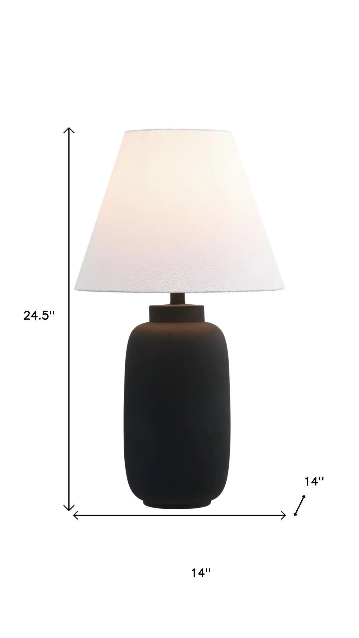 Set of Two 25" Black Urn Table Lamps With Cone Shades Homeroots Lighting