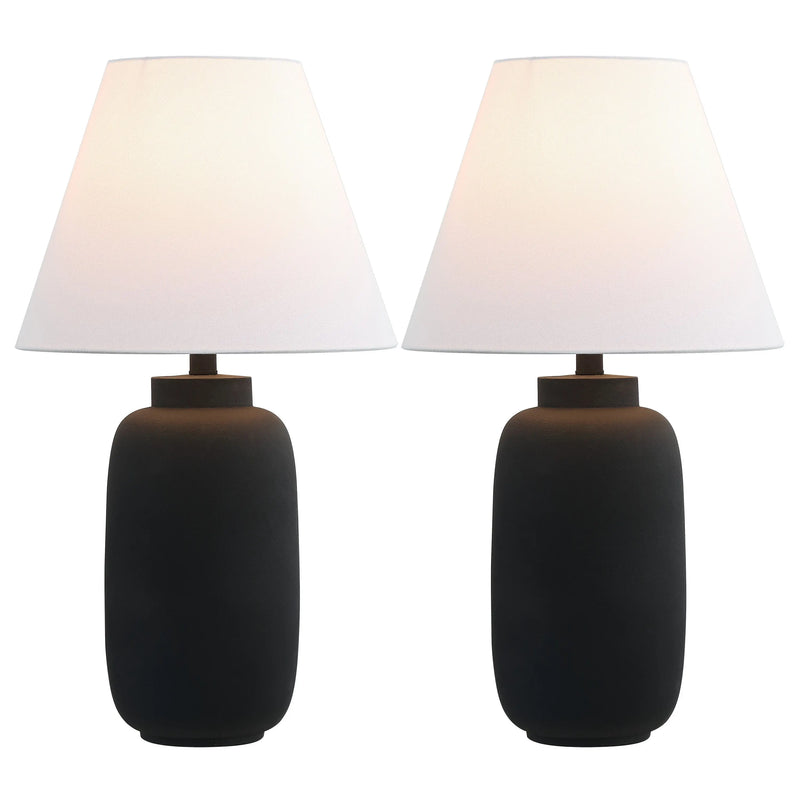 Set of Two 25" Black Urn Table Lamps With Cone Shades Homeroots Lighting