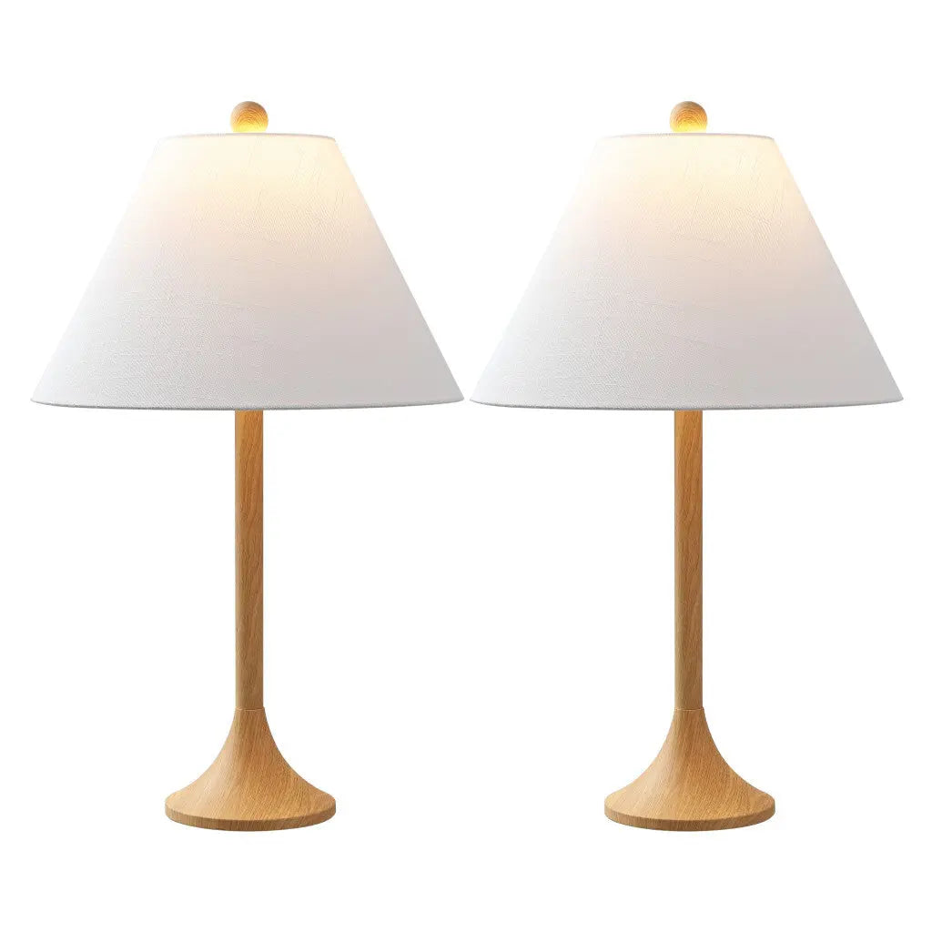 Set of Two 25" Brown Table Lamps With Empire Shades Homeroots Lighting