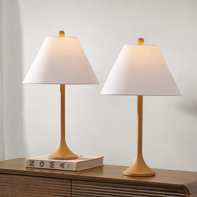 Set of Two 25" Brown Table Lamps With Empire Shades Homeroots Lighting