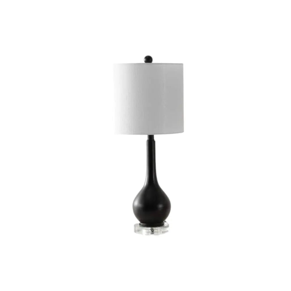Set of Two 25" Clear Gourd Table Lamps With Drum Shades Homeroots Lighting