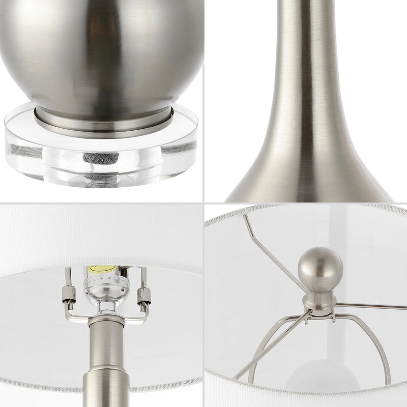 Set of Two 25" Clear Gourd Table Lamps With Drum Shades Homeroots Lighting