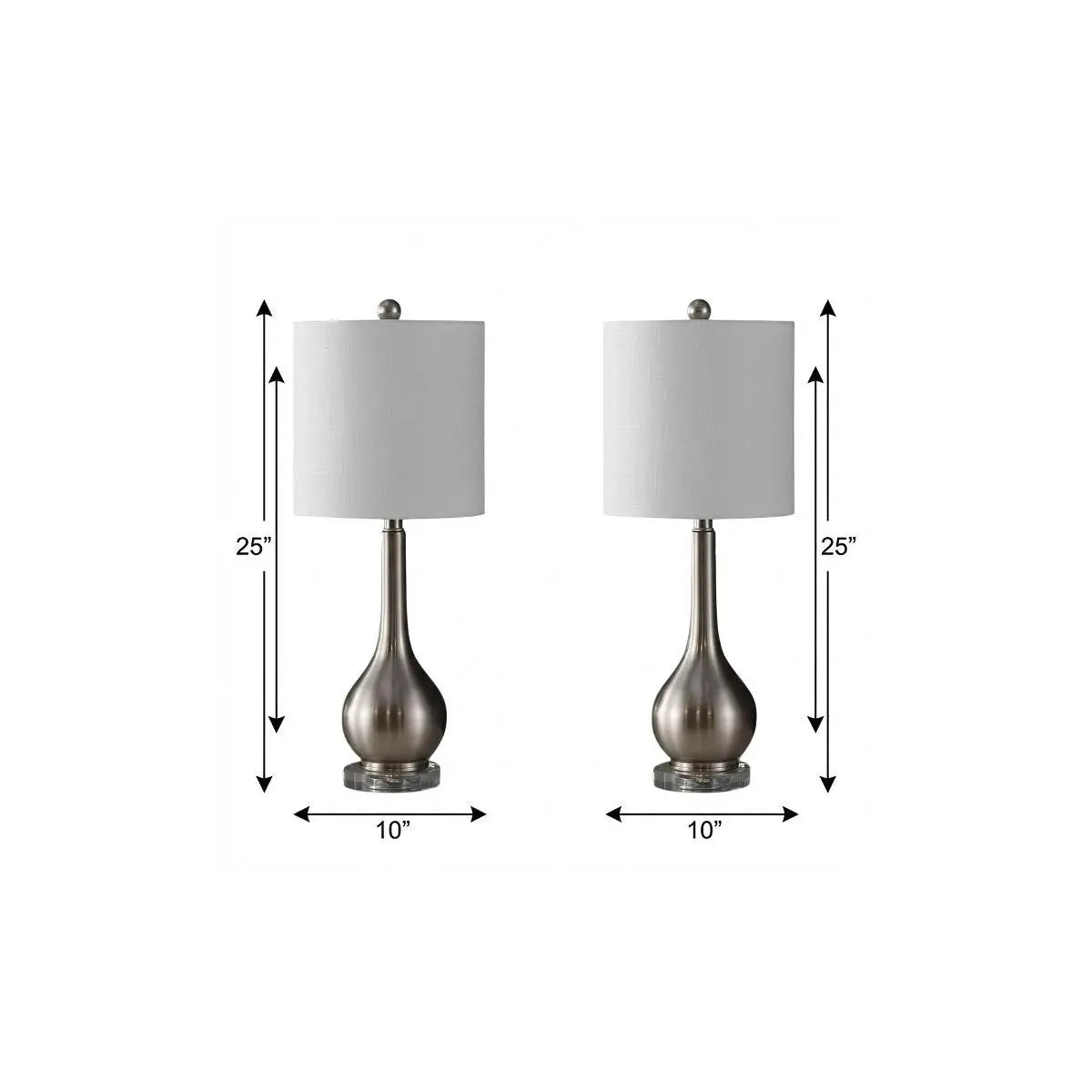 Set of Two 25" Clear Gourd Table Lamps With Drum Shades Homeroots Lighting