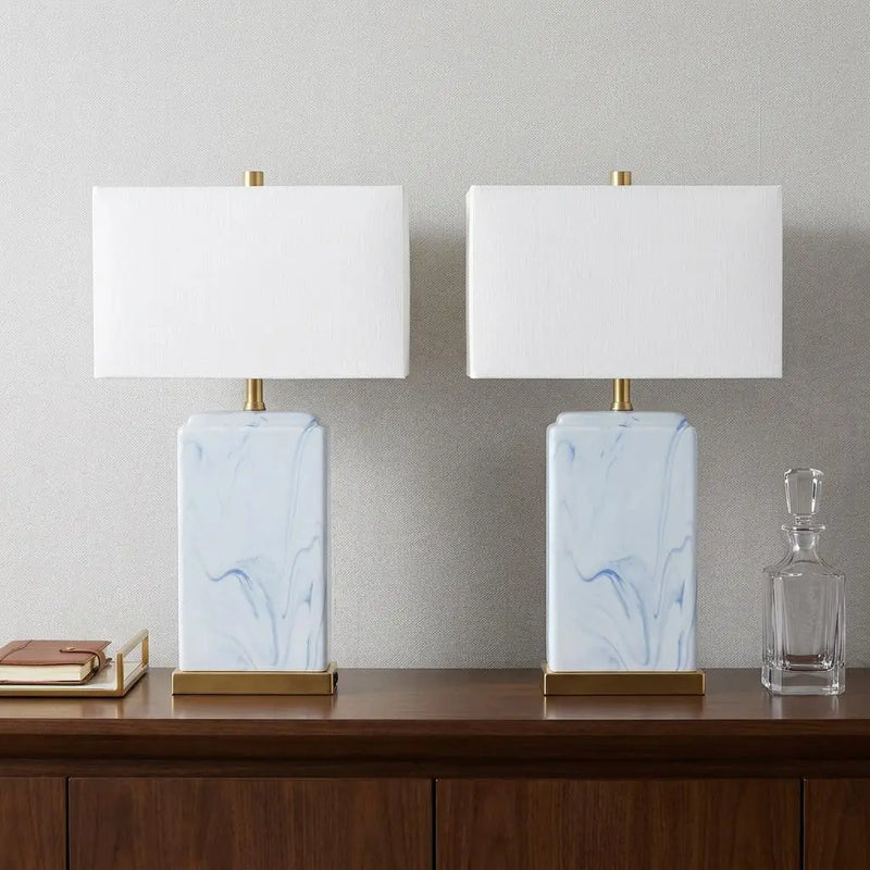 Set of Two 25" Gold Table Lamps With Shades Homeroots Lighting