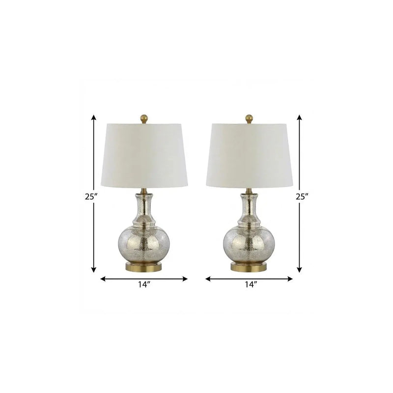 Set of Two 25" Silver Novelty Table Lamps With Drum Shades Homeroots Lighting
