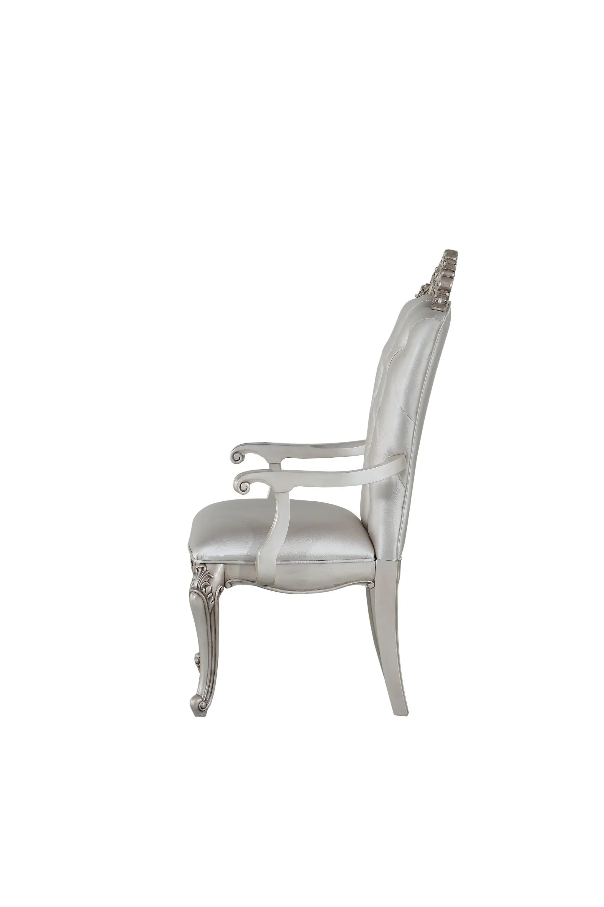 Set of Two 25" Silver and Pearl Fabric Tufted Side Chair Homeroots Living Room
