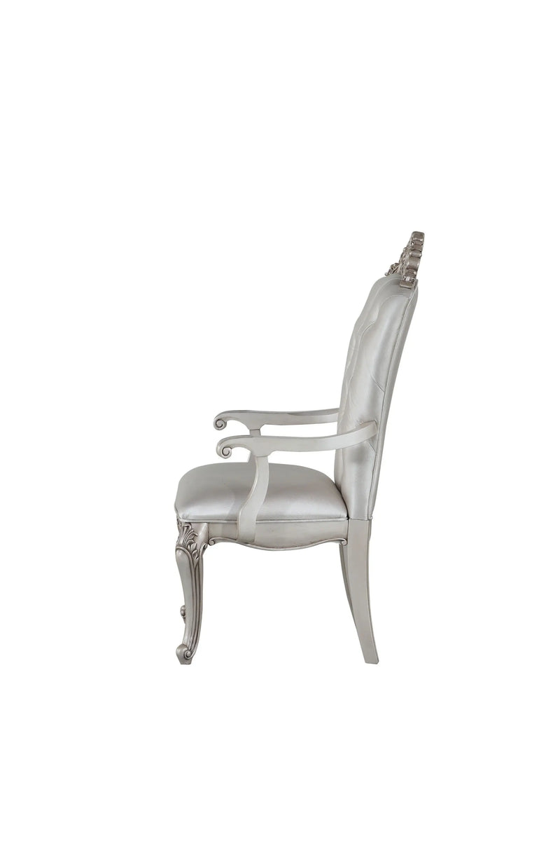Set of Two 25" Silver and Pearl Fabric Tufted Side Chair Homeroots Living Room