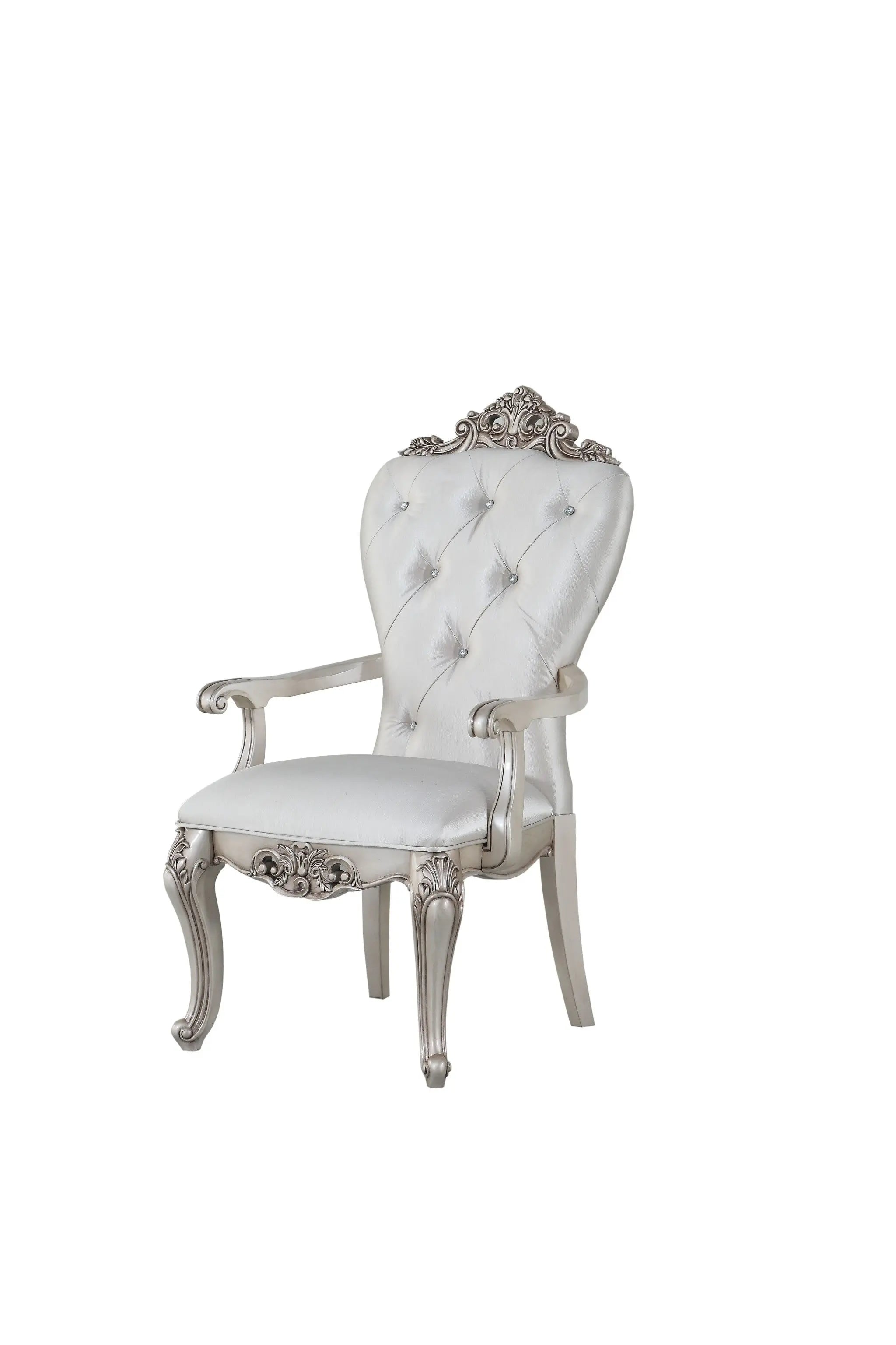 Set of Two 25" Silver and Pearl Fabric Tufted Side Chair Homeroots Living Room