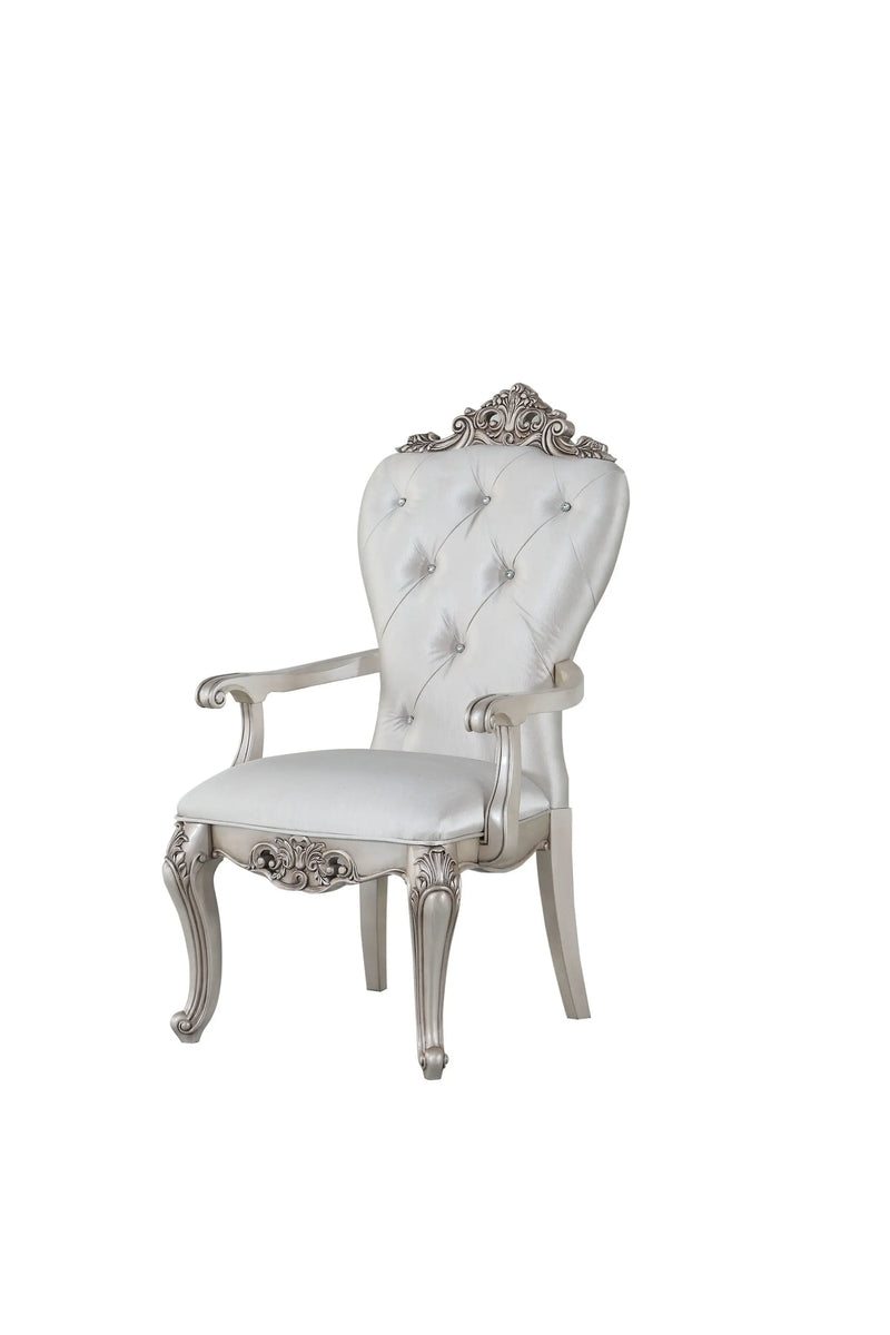 Set of Two 25" Silver and Pearl Fabric Tufted Side Chair Homeroots Living Room