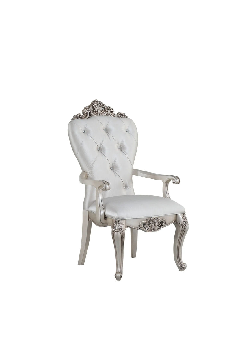 Set of Two 25" Silver and Pearl Fabric Tufted Side Chair Homeroots Living Room
