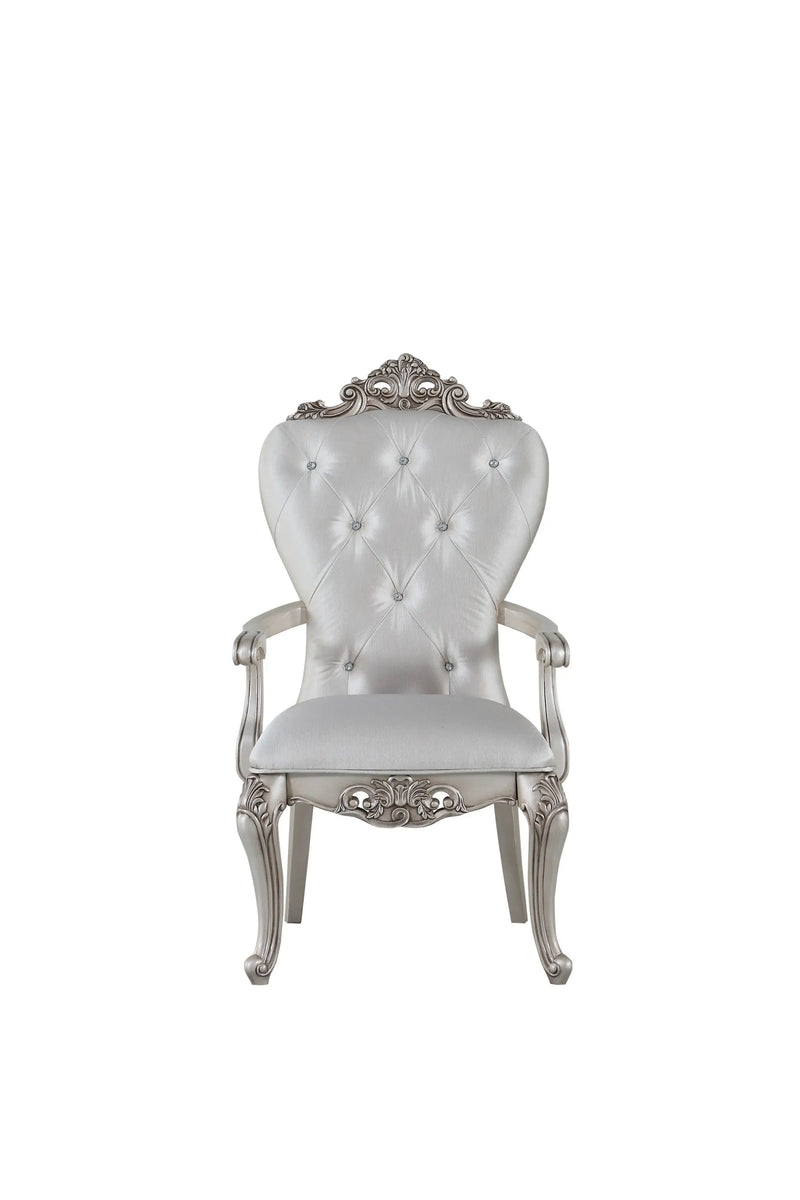 Set of Two 25" Silver and Pearl Fabric Tufted Side Chair Homeroots Living Room
