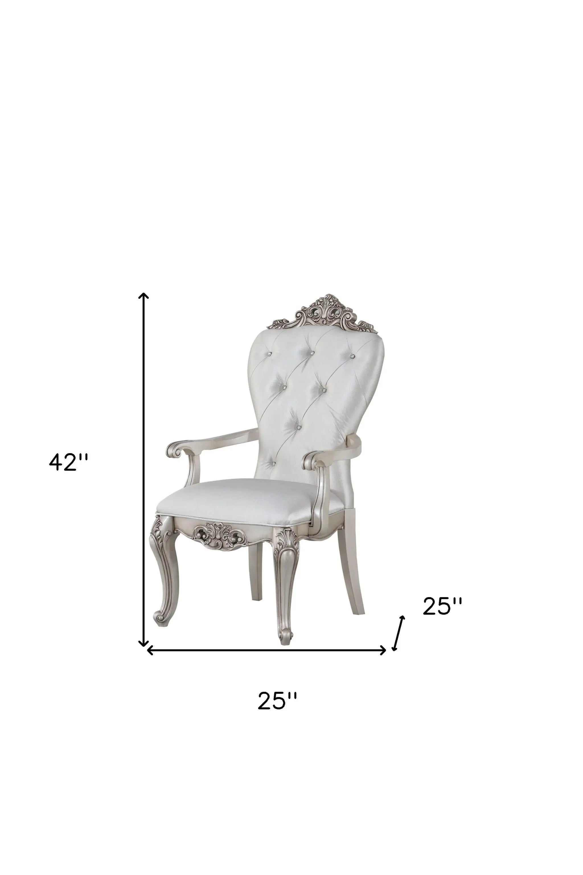 Set of Two 25" Silver and Pearl Fabric Tufted Side Chair Homeroots Living Room