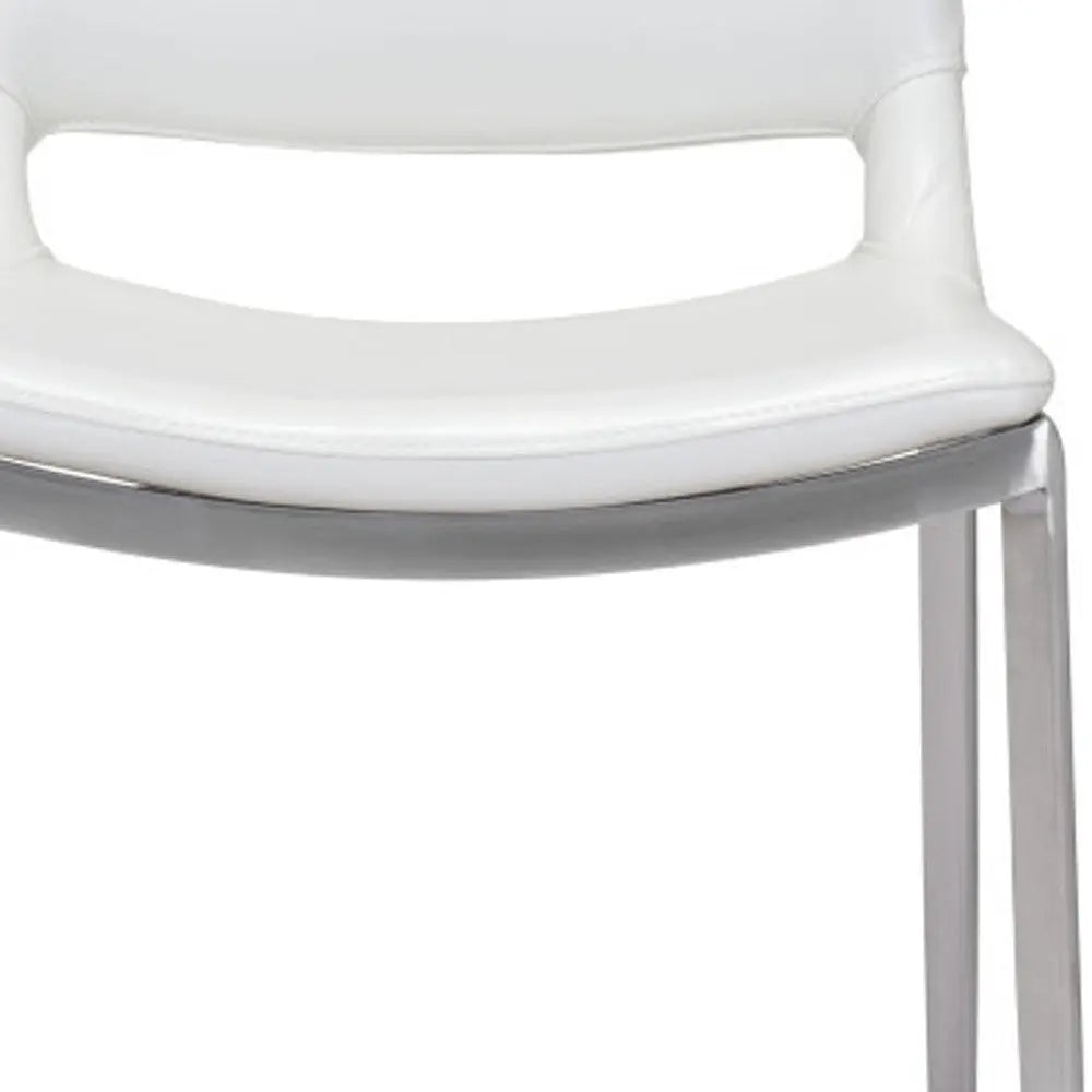 Set of Two 25" White And Silver Steel Low Back Counter Height Bar Chairs Homeroots Living Room