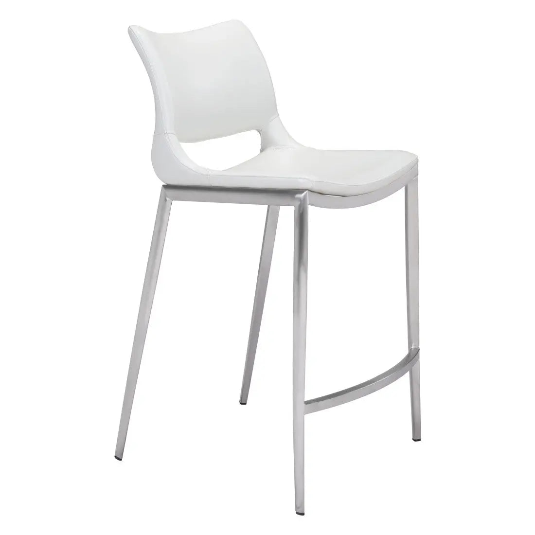 Set of Two 25" White And Silver Steel Low Back Counter Height Bar Chairs Homeroots Living Room