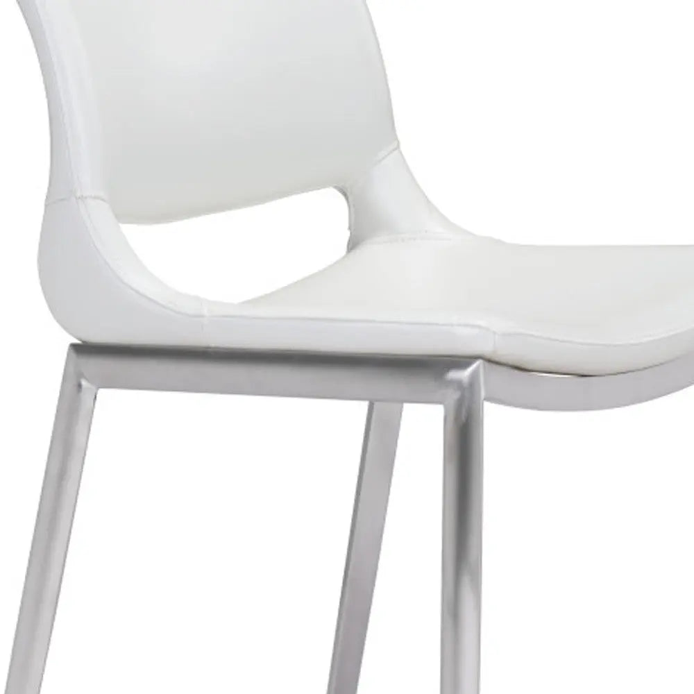 Set of Two 25" White And Silver Steel Low Back Counter Height Bar Chairs Homeroots Living Room
