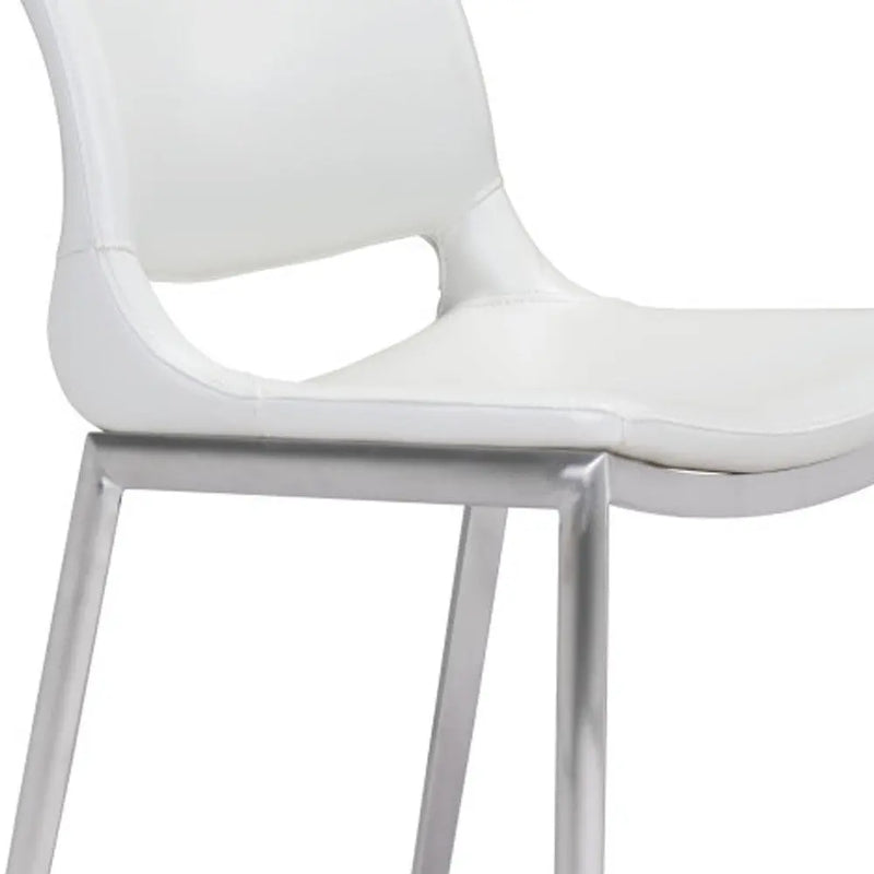Set of Two 25" White And Silver Steel Low Back Counter Height Bar Chairs Homeroots Living Room