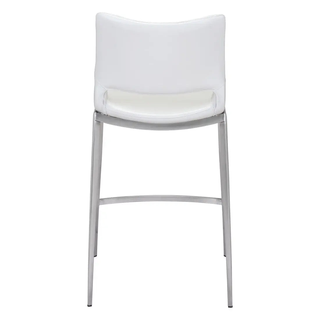 Set of Two 25" White And Silver Steel Low Back Counter Height Bar Chairs Homeroots Living Room