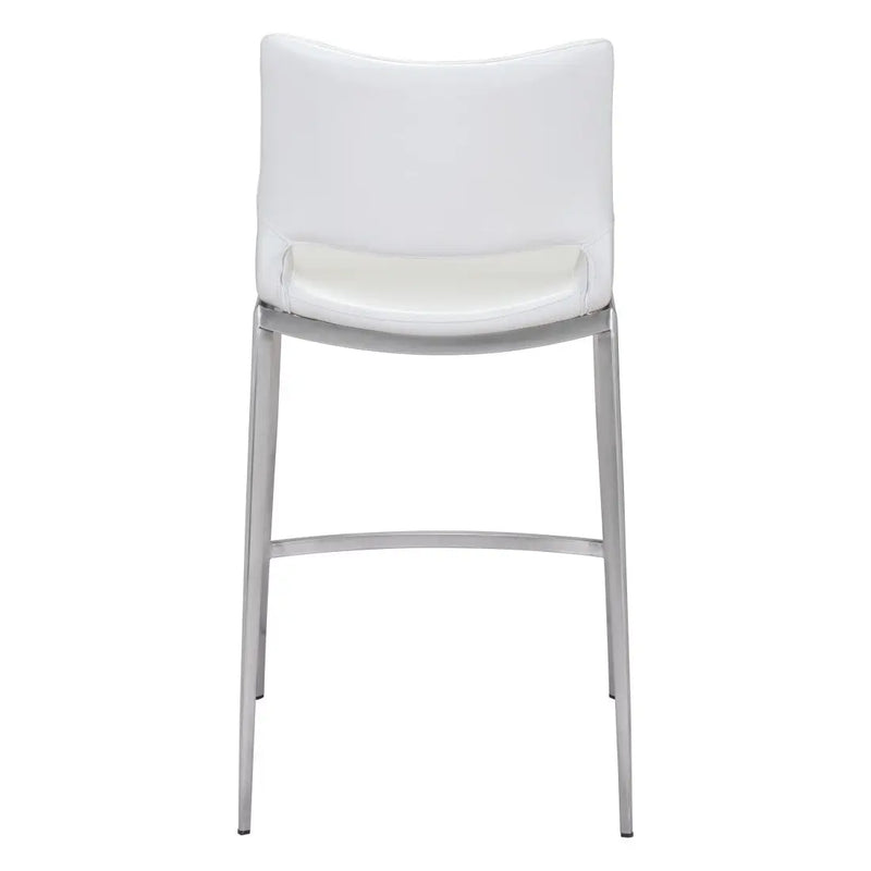 Set of Two 25" White And Silver Steel Low Back Counter Height Bar Chairs Homeroots Living Room