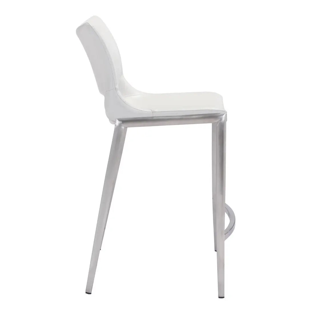 Set of Two 25" White And Silver Steel Low Back Counter Height Bar Chairs Homeroots Living Room