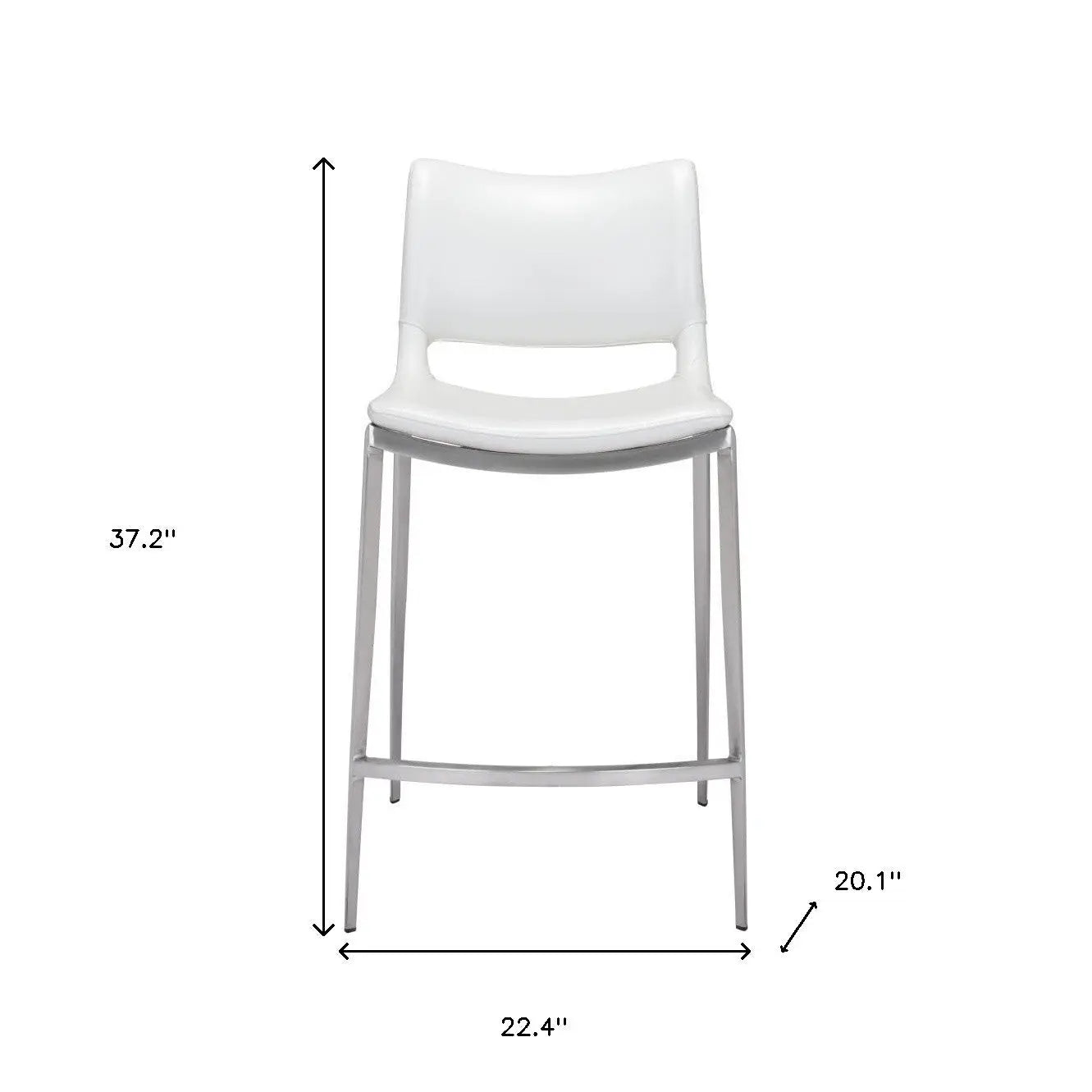 Set of Two 25" White And Silver Steel Low Back Counter Height Bar Chairs Homeroots Living Room