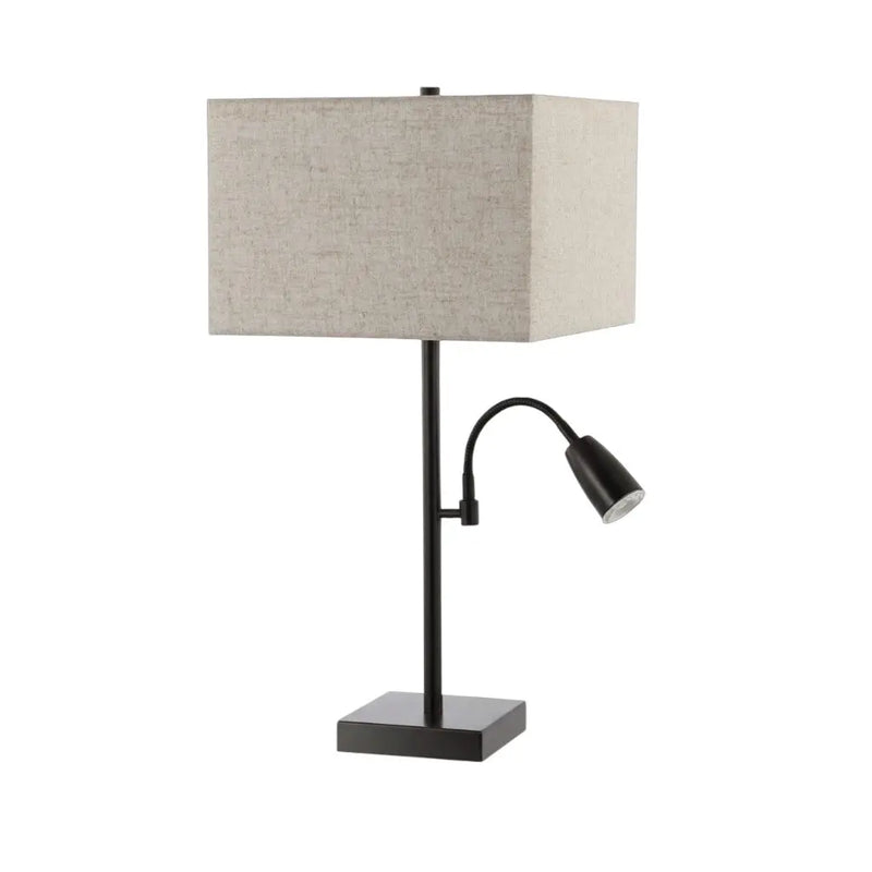 Set of Two 26" Antiqued Bronze Swing Arm Table Lamps With Square Shades Homeroots Lighting