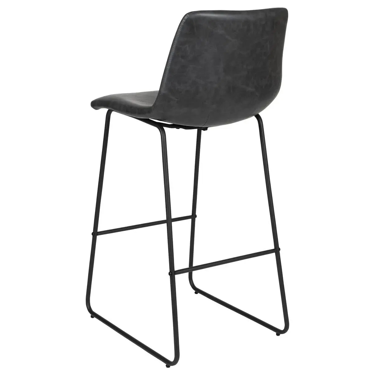 Set of Two 26" Black Faux Leather and Aluminum Counter Height Bar Chairs Homeroots Living Room