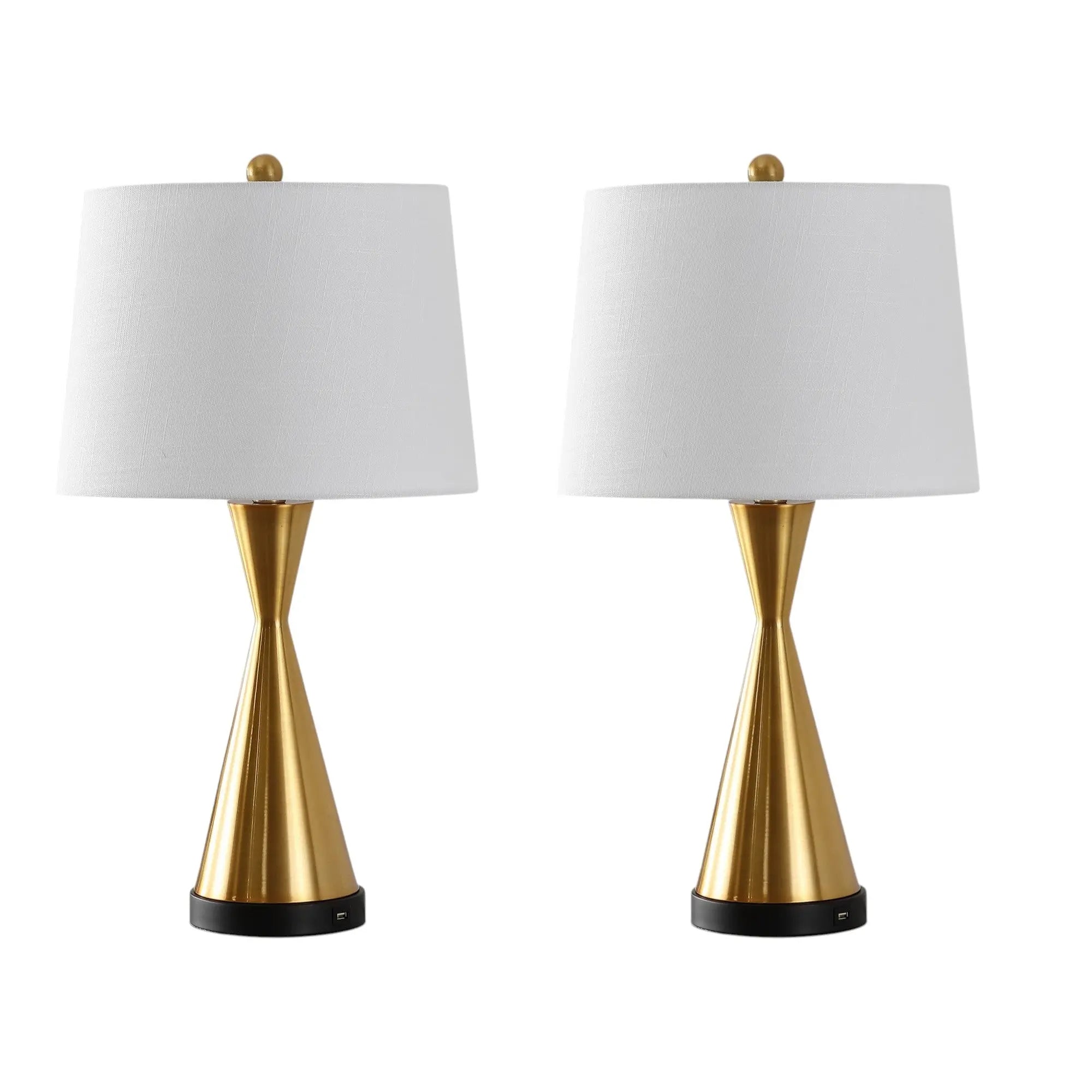 Set of Two 26" Black Novelty Table Lamps With Empire Shades Homeroots Lighting