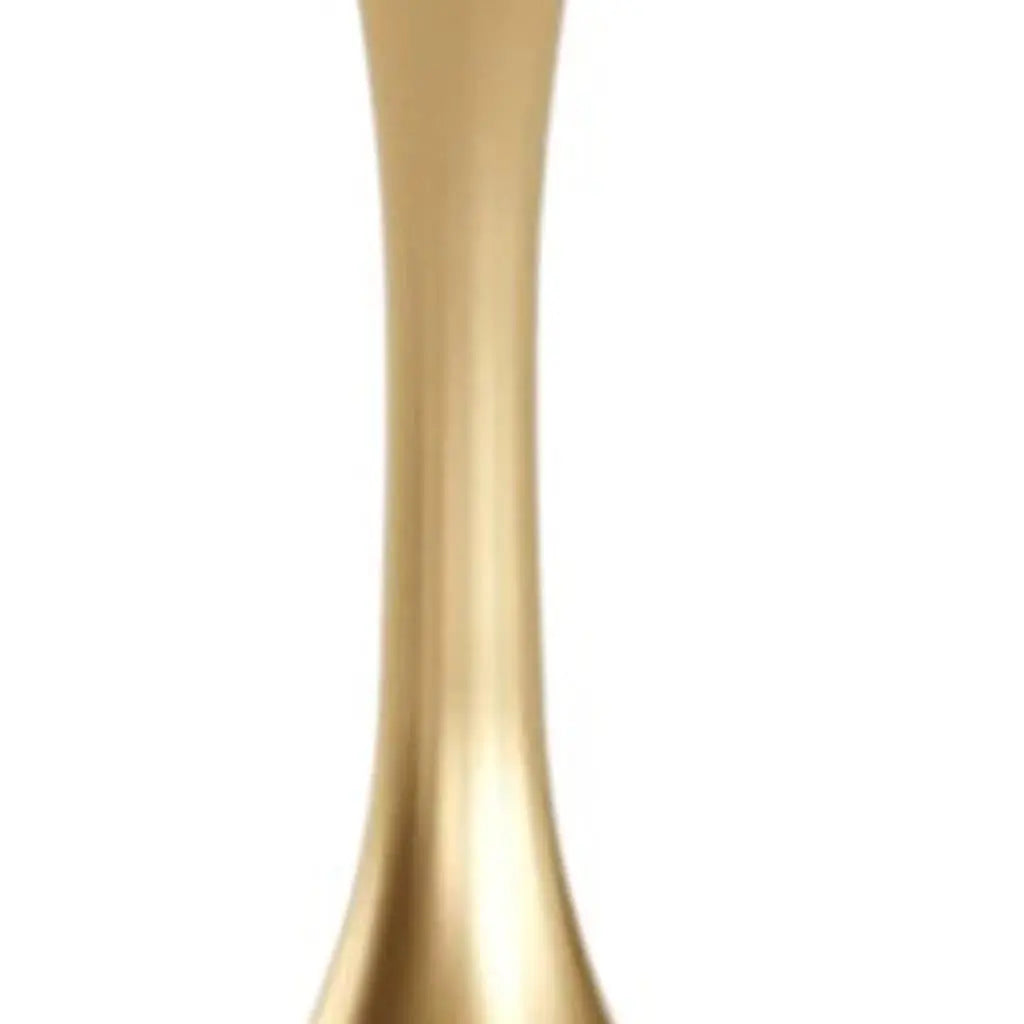 Elegant gold metal vase with a sleek, tapered silhouette, perfect for modern decor styling.