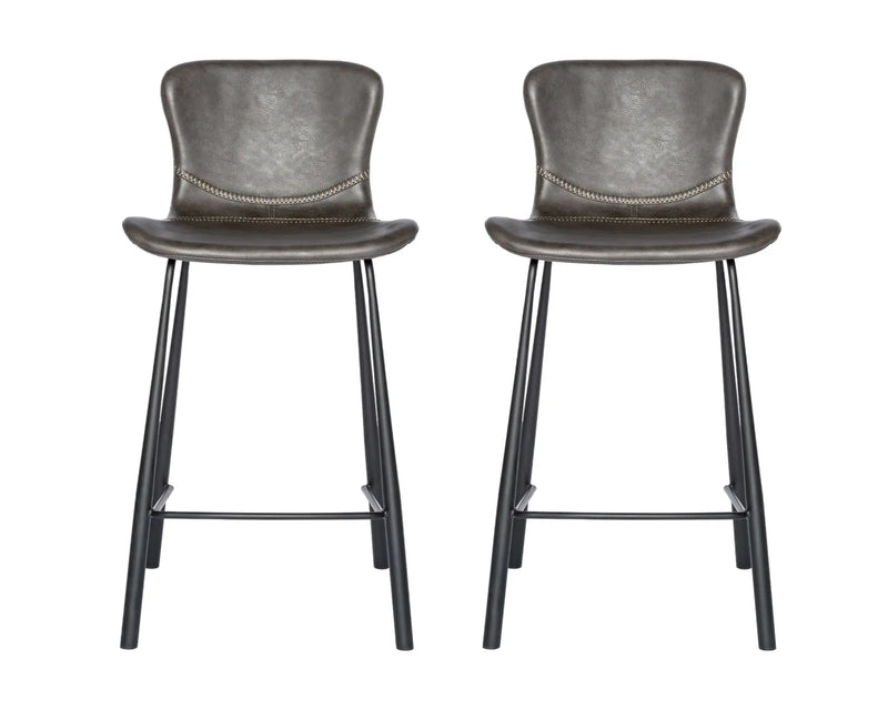 Set of Two 26" Gray And Black Steel Low Back Counter Height Bar Chairs Homeroots Living Room
