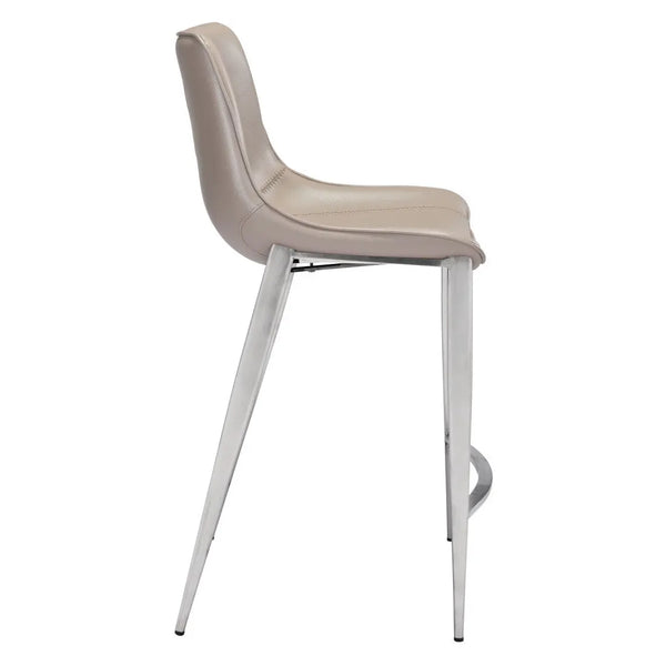 Set of Two 26" Gray And Silver Steel Low Back Counter Height Bar Chairs Homeroots Living Room