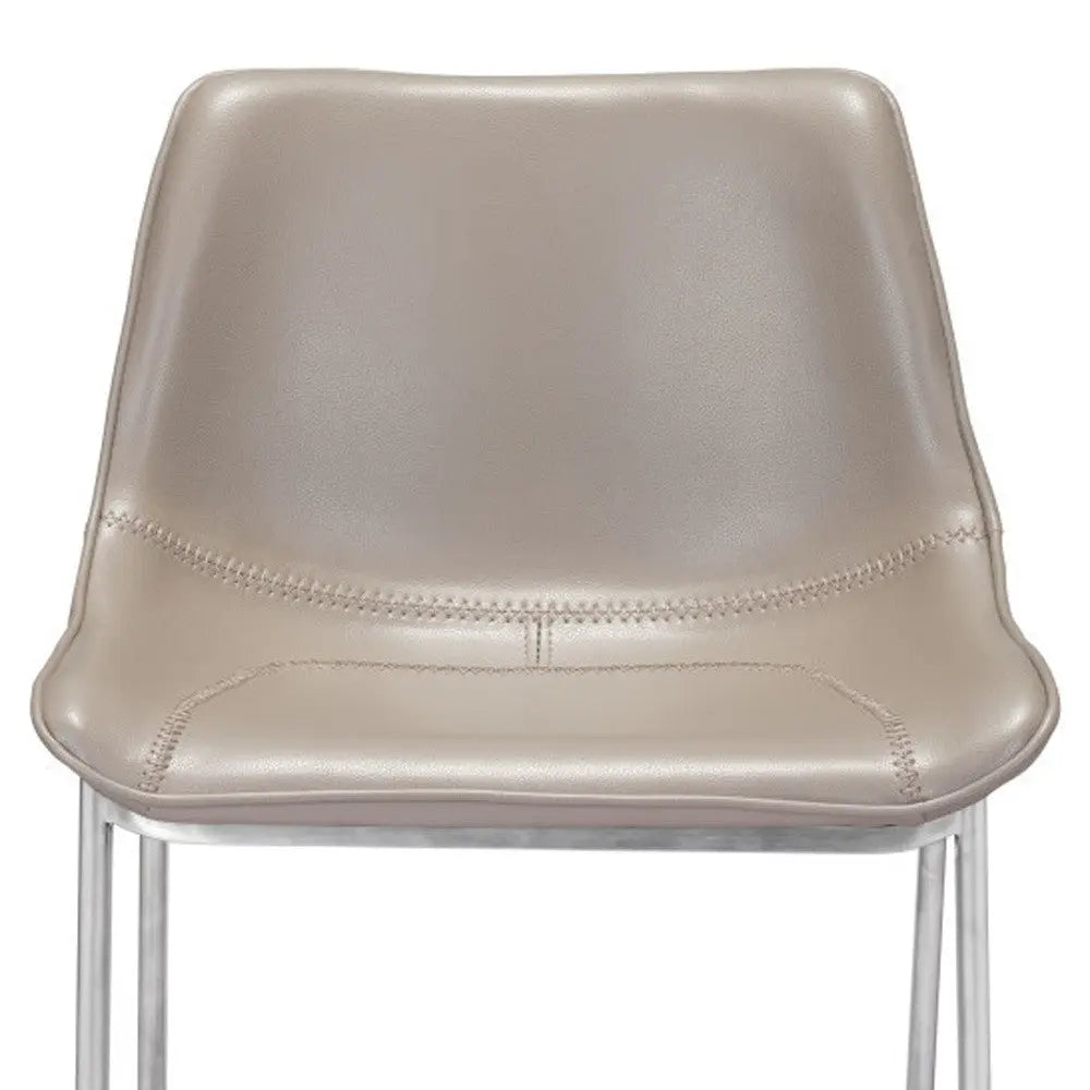 Set of Two 26" Gray And Silver Steel Low Back Counter Height Bar Chairs Homeroots Living Room