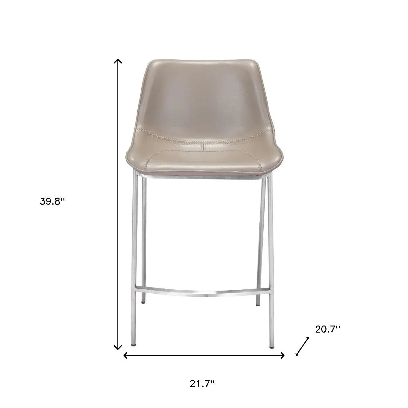 Set of Two 26" Gray And Silver Steel Low Back Counter Height Bar Chairs Homeroots Living Room