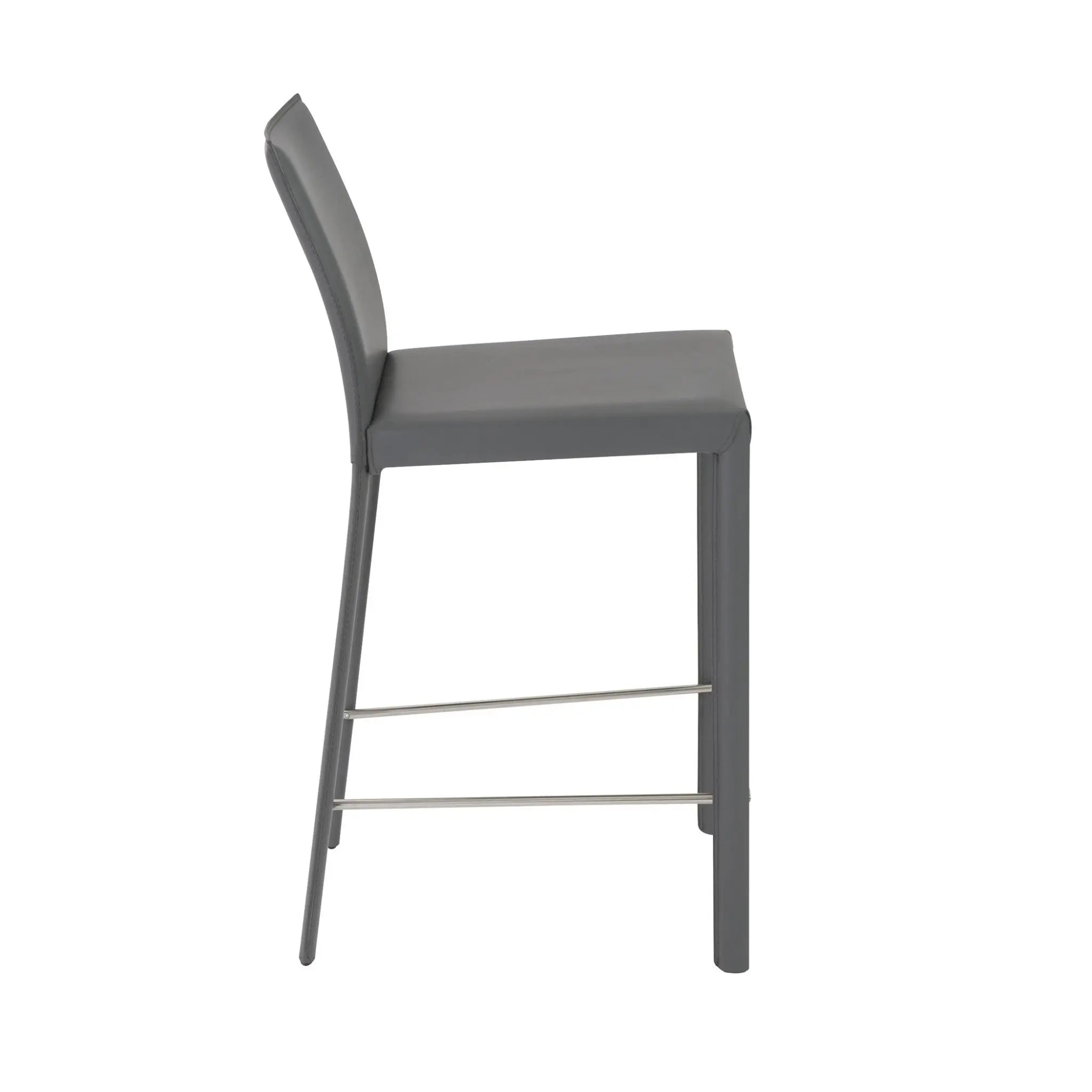 Set of Two 26" Gray Steel Low Back Counter Height Bar Chairs Homeroots Living Room