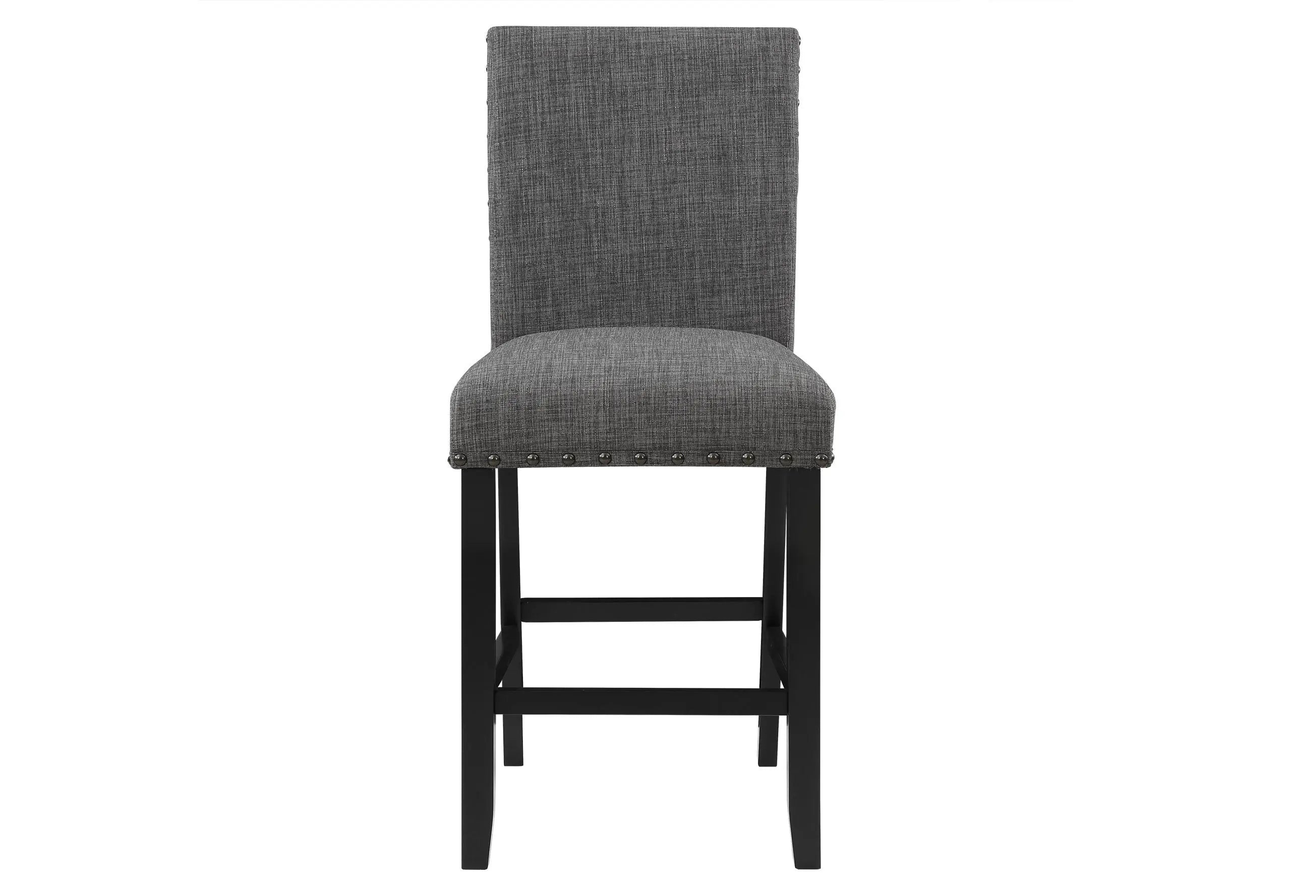 Set of Two 26" Gray and Black Wood and Fabric Counter Height Bar Chairs Homeroots Living Room