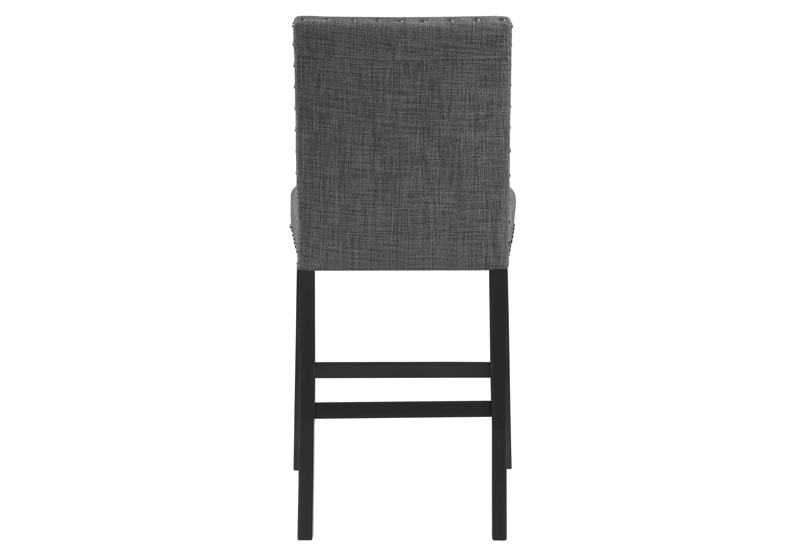 Set of Two 26" Gray and Black Wood and Fabric Counter Height Bar Chairs Homeroots Living Room