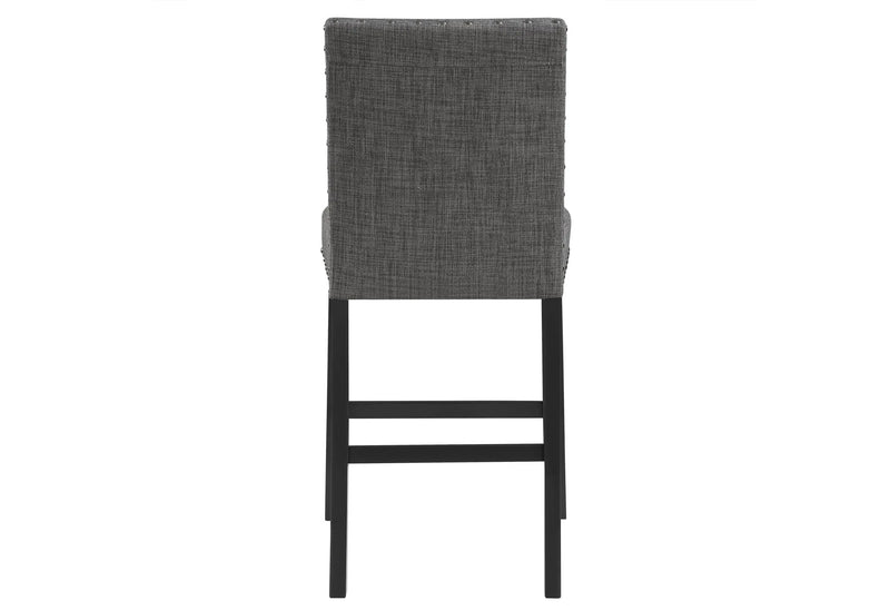 Set of Two 26" Gray and Black Wood and Fabric Counter Height Bar Chairs Homeroots Living Room