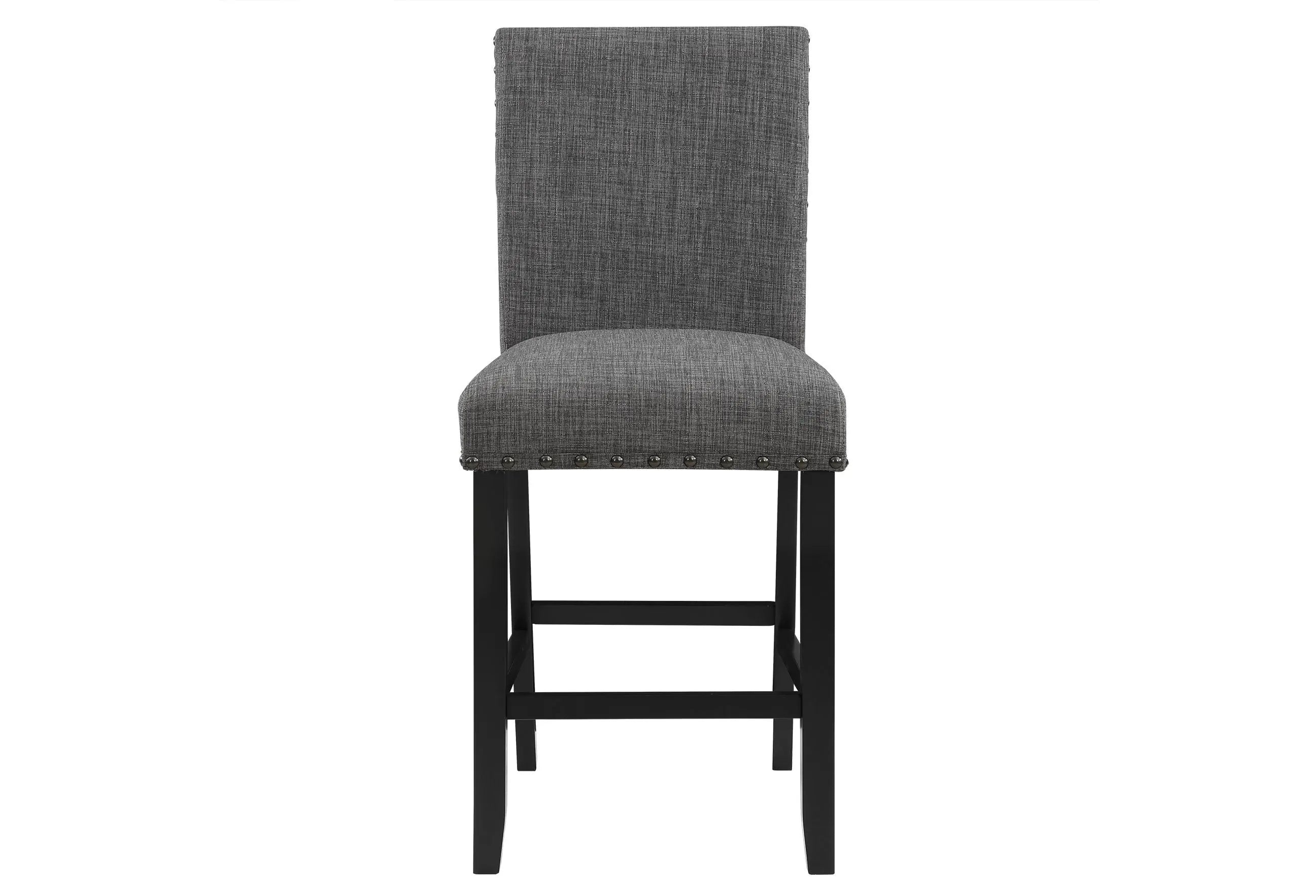 Set of Two 26" Gray and Black Wood and Fabric Counter Height Bar Chairs Homeroots Living Room