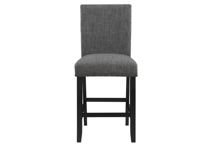 Set of Two 26" Gray and Black Wood and Fabric Counter Height Bar Chairs Homeroots Living Room