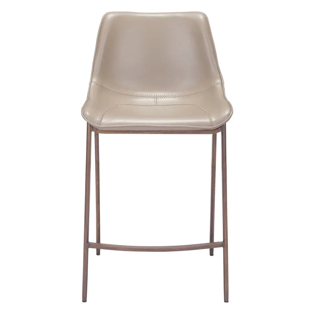 Set of Two 26" Gray and Brown Faux Leather and Steel Low Back Counter Height Bar Chairs Homeroots Living Room