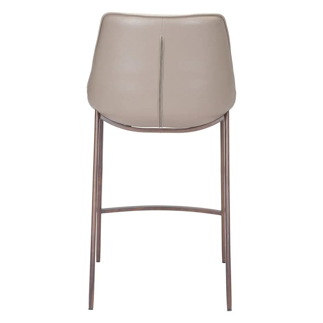 Set of Two 26" Gray and Brown Faux Leather and Steel Low Back Counter Height Bar Chairs Homeroots Living Room