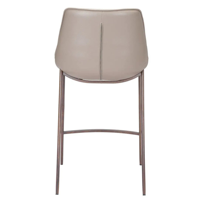 Set of Two 26" Gray and Brown Faux Leather and Steel Low Back Counter Height Bar Chairs Homeroots Living Room