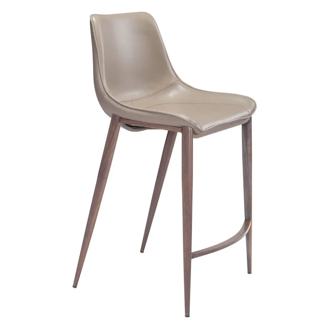 Set of Two 26" Gray and Brown Faux Leather and Steel Low Back Counter Height Bar Chairs Homeroots Living Room