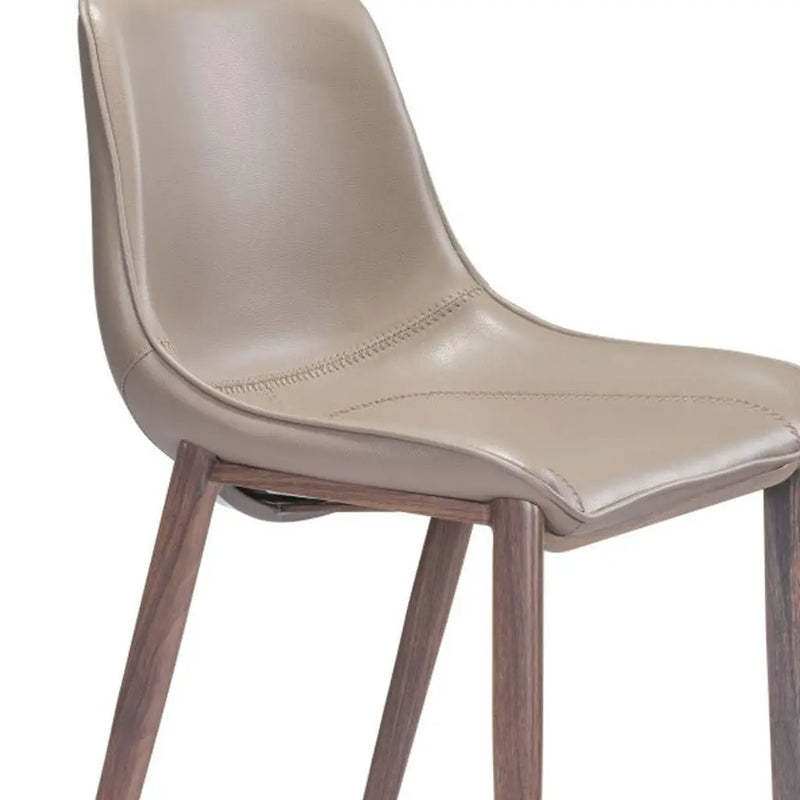 Set of Two 26" Gray and Brown Faux Leather and Steel Low Back Counter Height Bar Chairs Homeroots Living Room