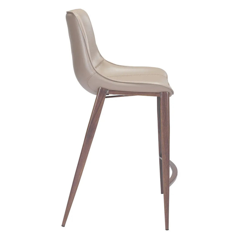 Set of Two 26" Gray and Brown Faux Leather and Steel Low Back Counter Height Bar Chairs Homeroots Living Room