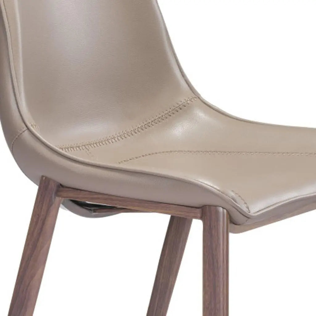 Set of Two 26" Gray and Brown Faux Leather and Steel Low Back Counter Height Bar Chairs Homeroots Living Room