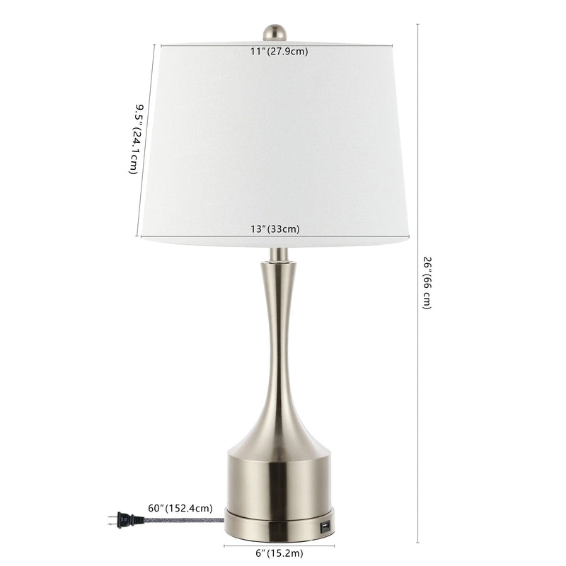 Set of Two 26" Nickel Novelty Table Lamps With Empire Shades Homeroots Lighting