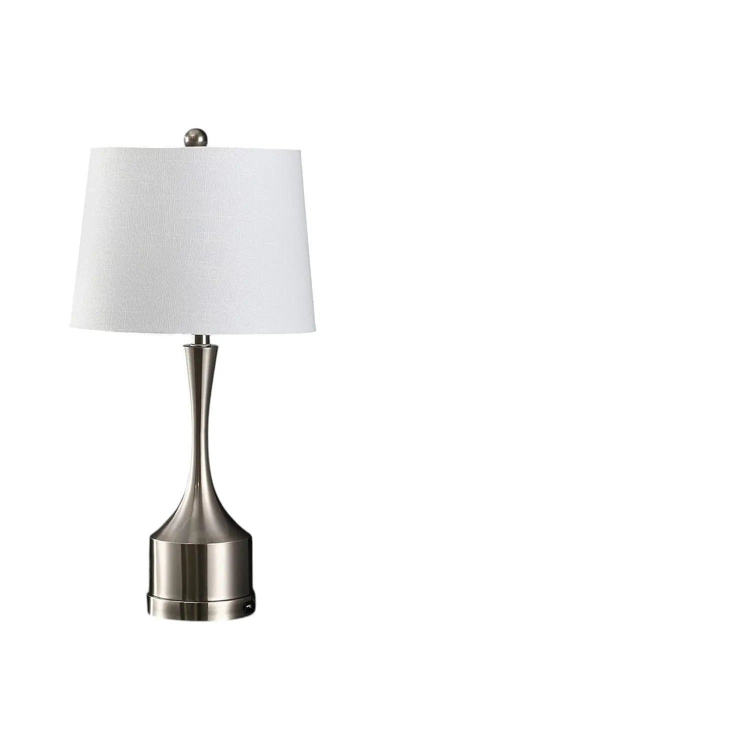 Set of Two 26" Nickel Novelty Table Lamps With Empire Shades Homeroots Lighting